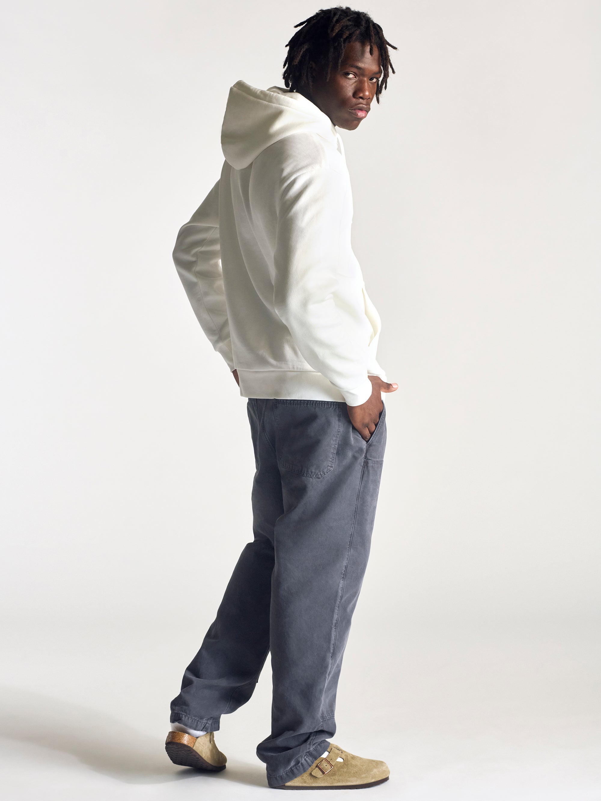 Men's Montrose Hooded Sweatshirt In Antique White - BROOKLYN INDUSTRIES