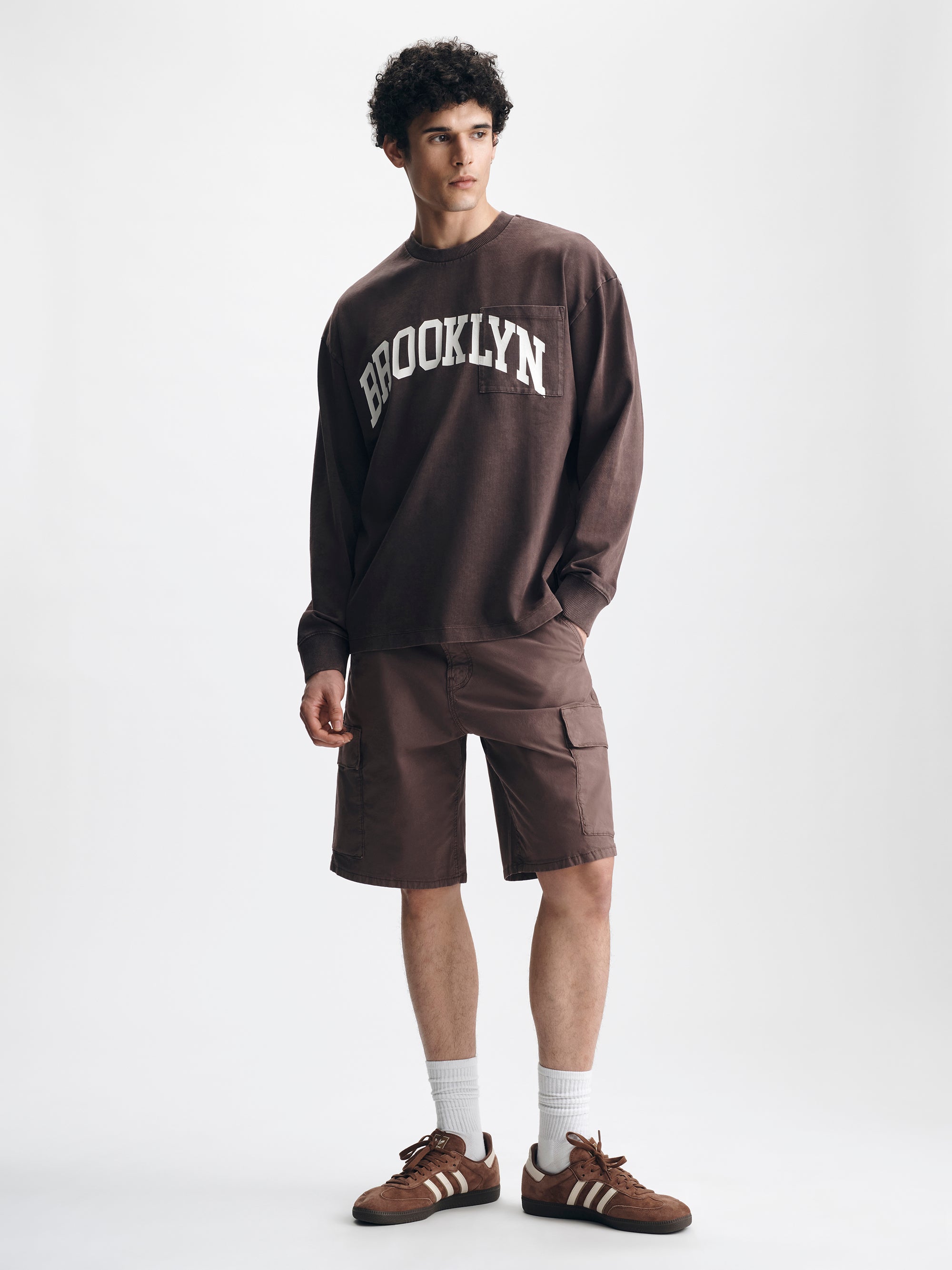 Men's Brooklyn Long Sleeve Pocket T-Shirt in French Roast - BROOKLYN INDUSTRIES