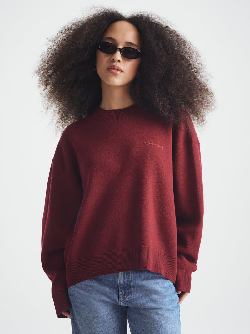 Women's Brooklyn Waffle Sweater in Windsor Wine - BROOKLYN INDUSTRIES
