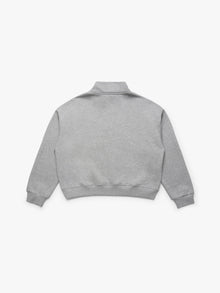 Women's Brooklyn Half Zip Sweatshirt in Mid Grey Melange - BROOKLYN INDUSTRIES