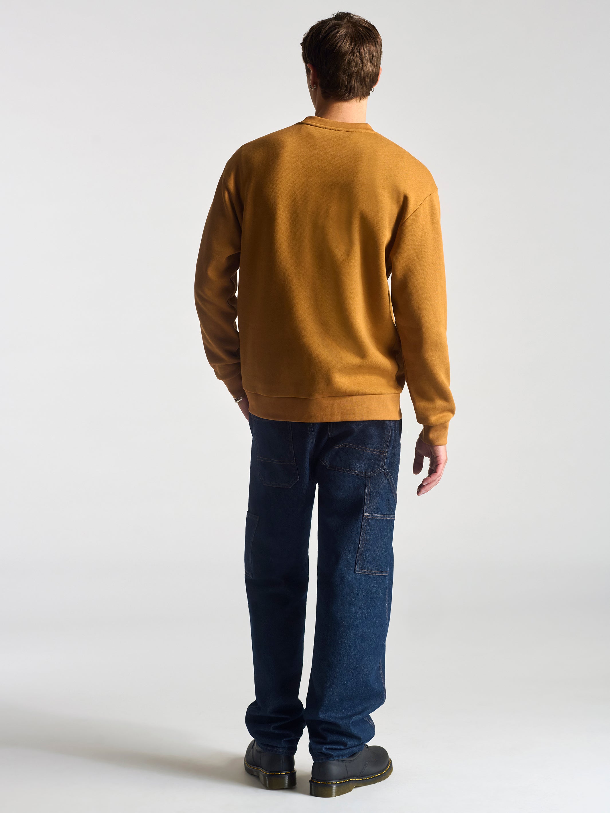 Men's Embroidered Crew Neck Sweatshirt In Spice - BROOKLYN INDUSTRIES