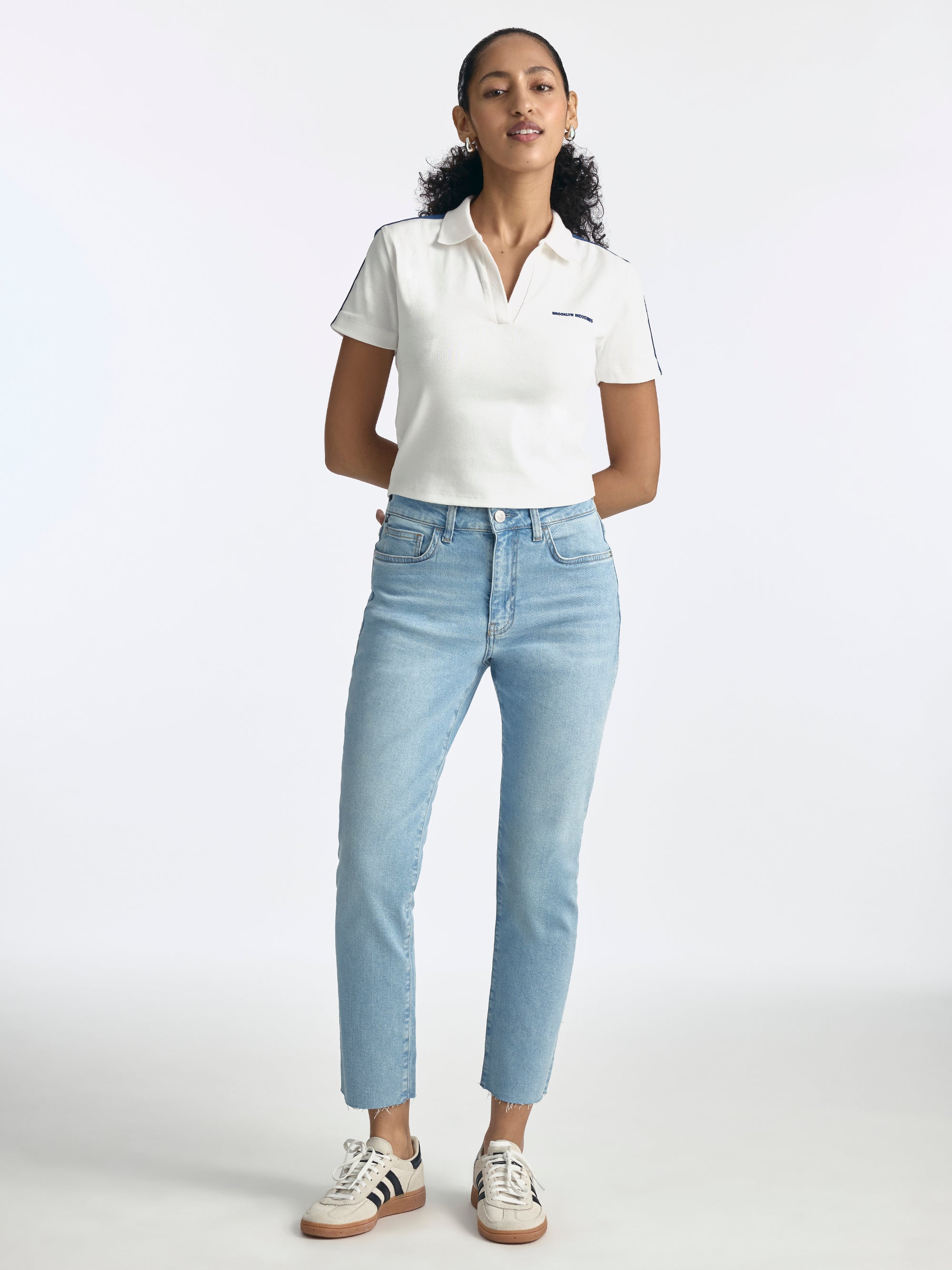 Women's Logo Johnny Collar T-Shirt - BROOKLYN INDUSTRIES