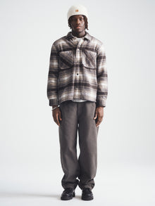 Men's Plaid Shacket in Seal Brown Check