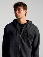 Men's Campus Zip Up Sweatshirt In Dark Grey Melange - BROOKLYN INDUSTRIES