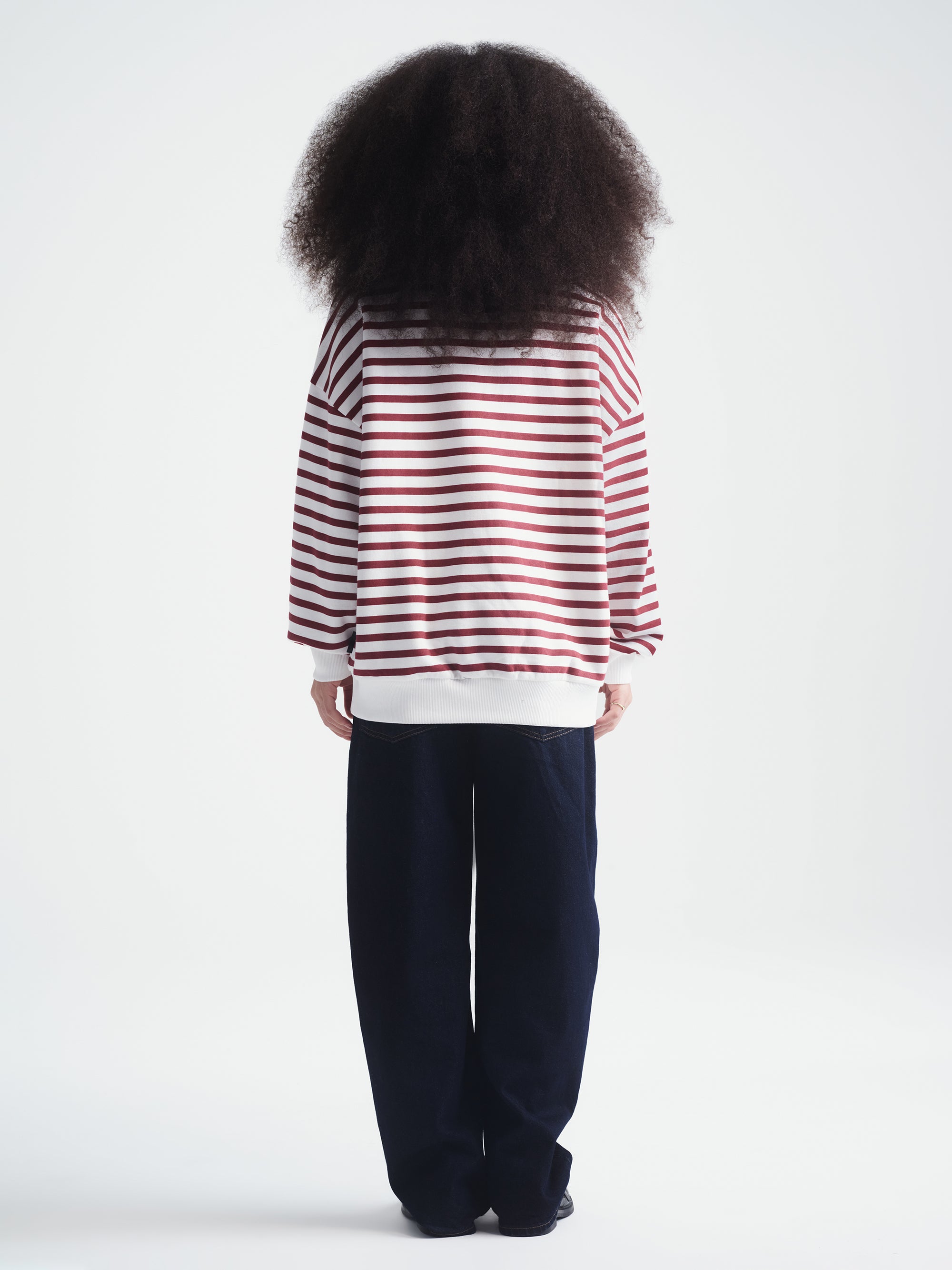 Women's Half Zip Striped Sweatshirt in Biking Red