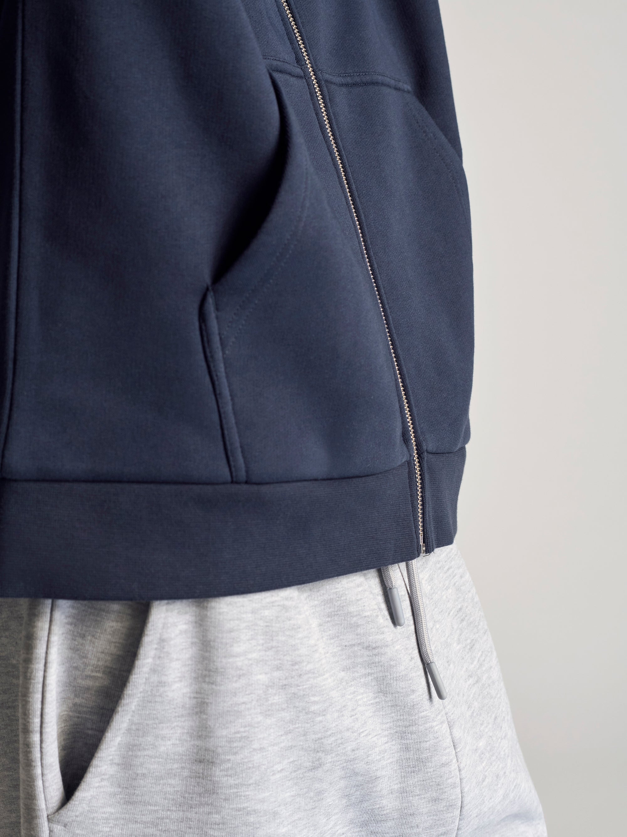 Men's Campus Zip Up Sweatshirt In Navy - BROOKLYN INDUSTRIES