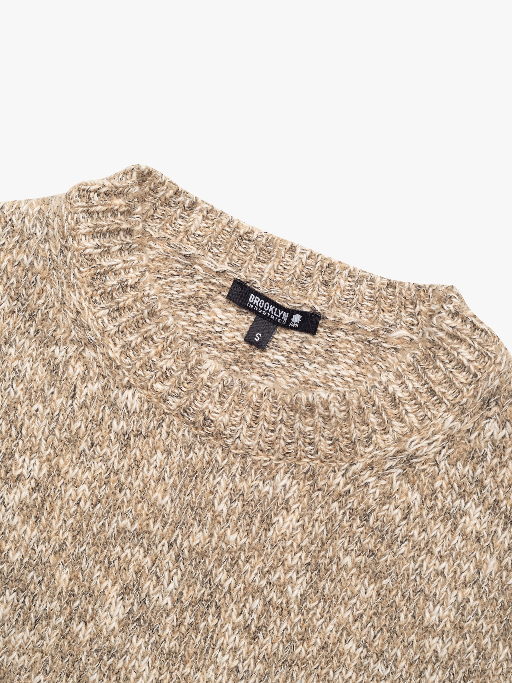 Women's Crew Neck Sweater In Oatmeal Melange - BROOKLYN INDUSTRIES