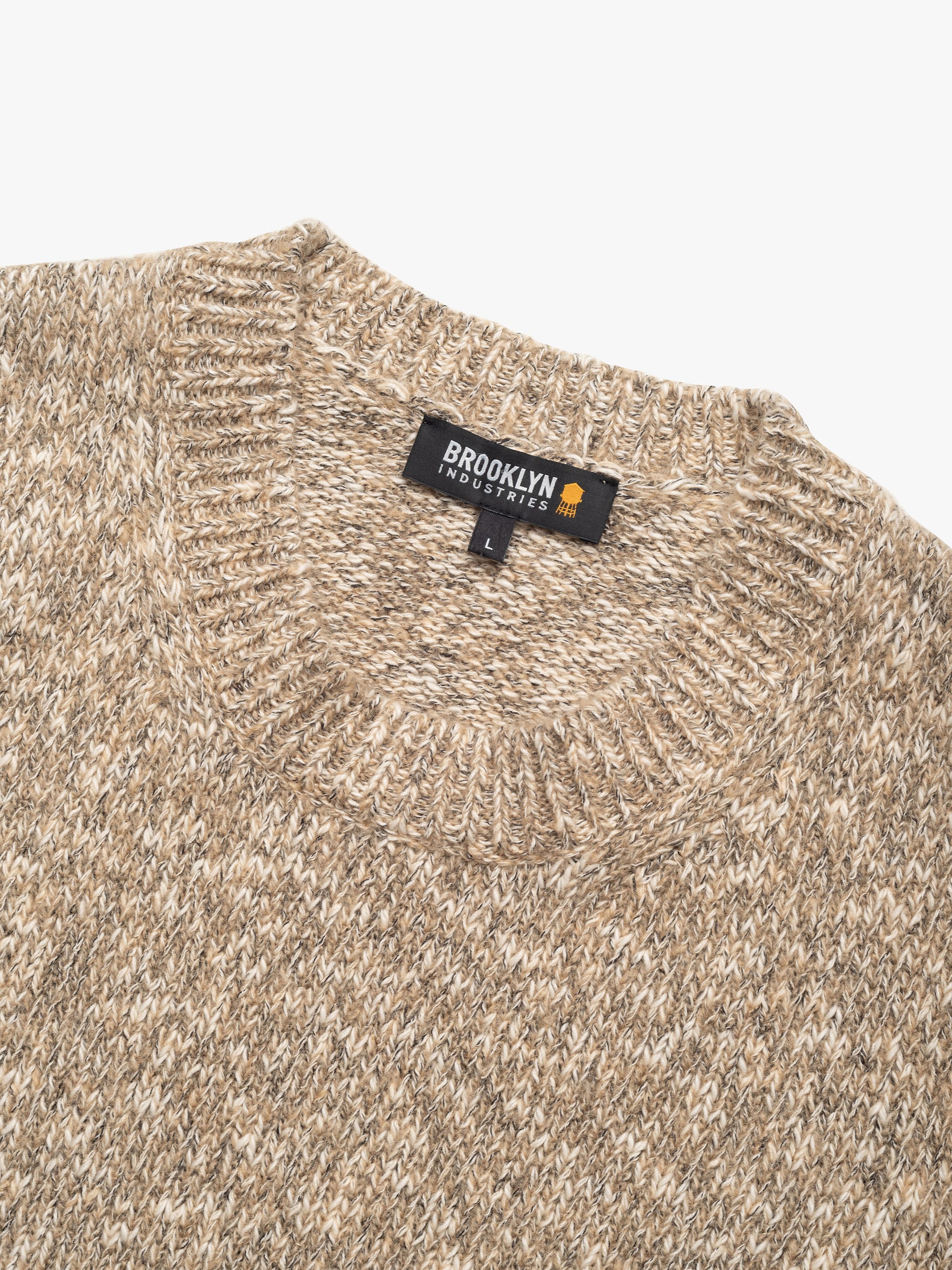 Men's Crew Neck Sweater In Oatmeal Melange - BROOKLYN INDUSTRIES