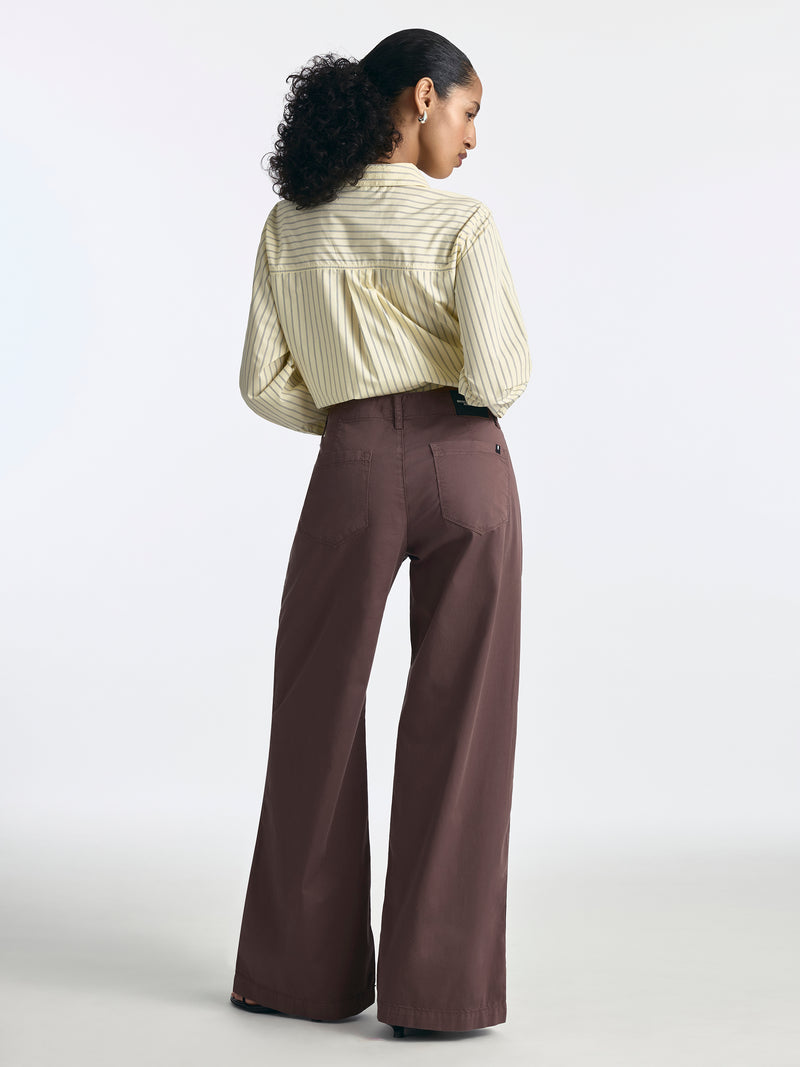 Women's Lorimer Wide Leg Chino Pants in French Roast Colored Papertouch - BROOKLYN INDUSTRIES