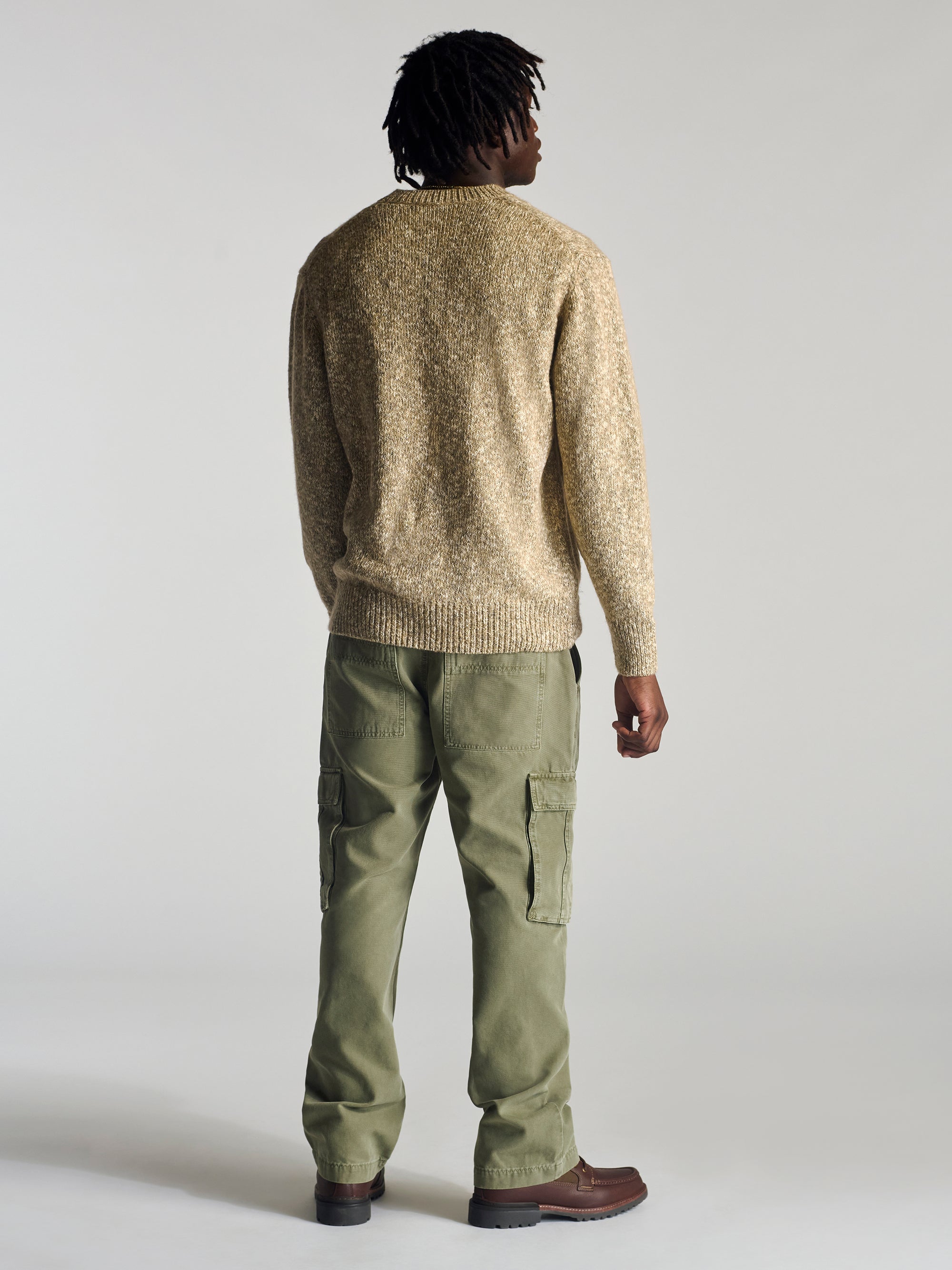 Men's Crew Neck Sweater In Oatmeal Melange - BROOKLYN INDUSTRIES