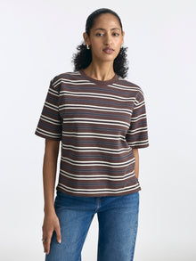 Women's Striped T-Shirt in Chocolate Martini Stripe - BROOKLYN INDUSTRIES