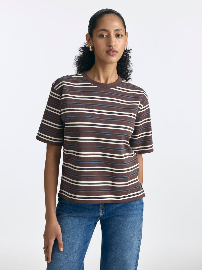 Women's Striped T-Shirt in Chocolate Martini Stripe - BROOKLYN INDUSTRIES