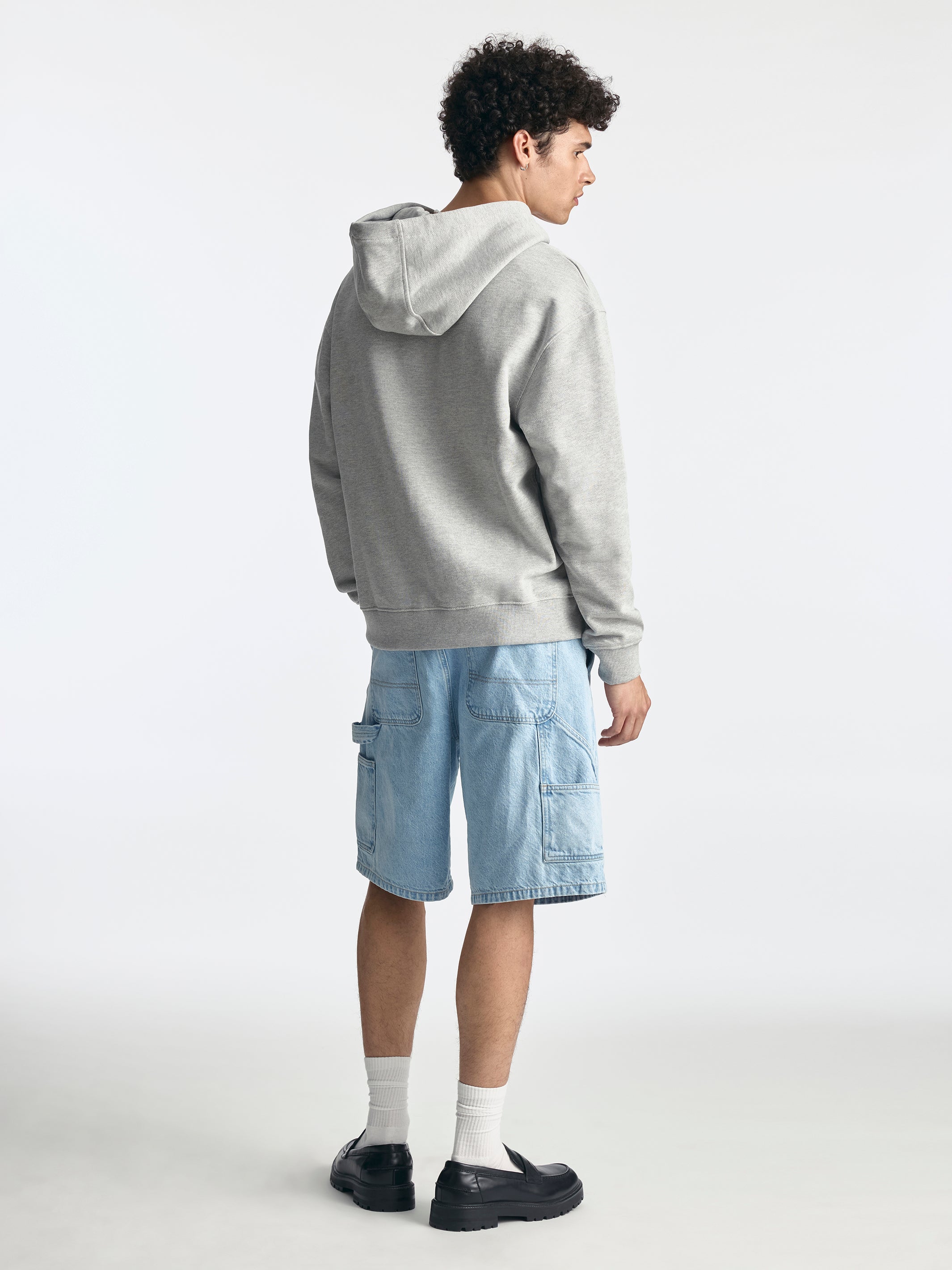 Men's Logo Zip-Up Hoodie in Light Grey Melange - BROOKLYN INDUSTRIES
