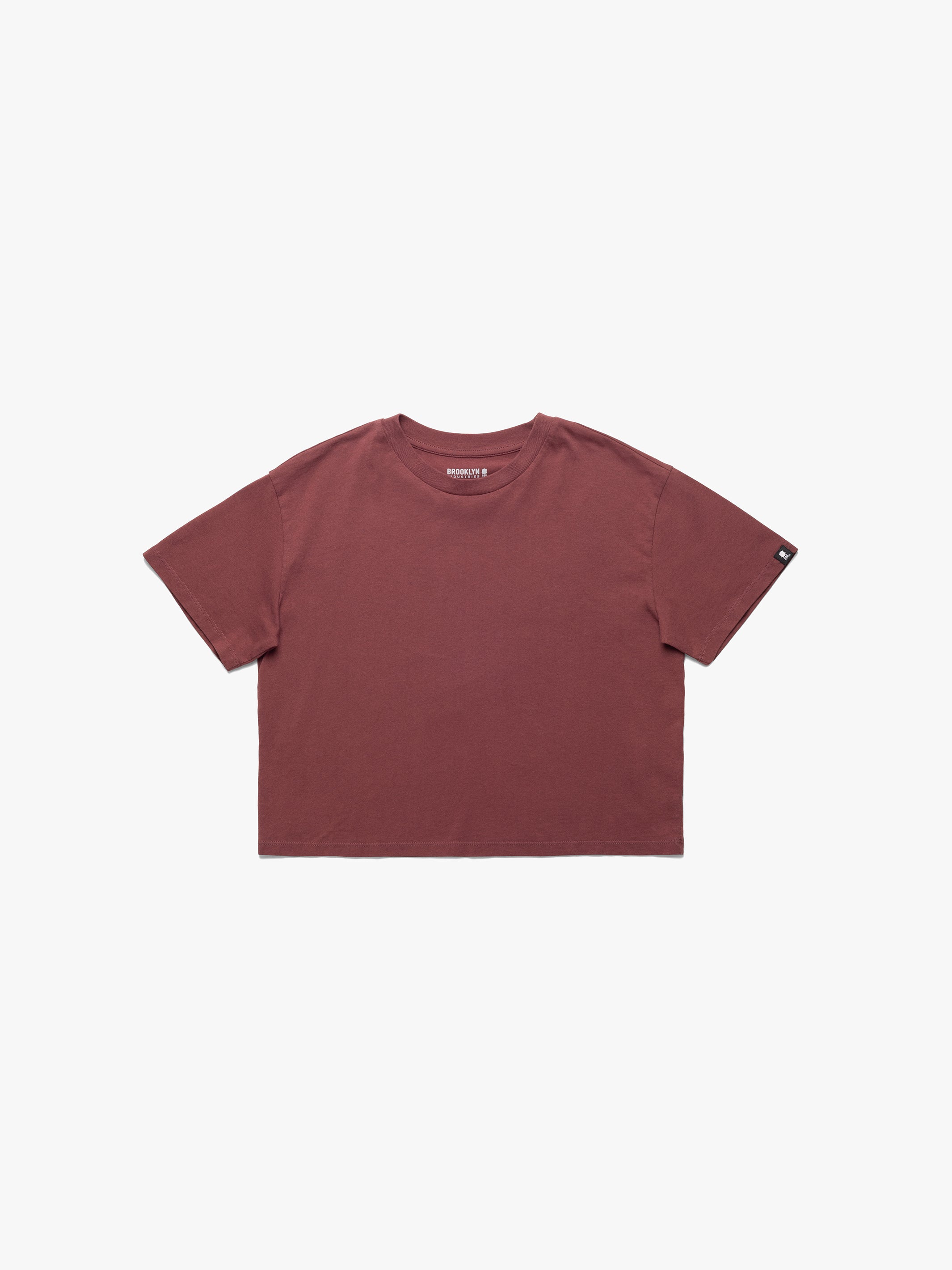 Women's Nassau Crew Neck Crop T-Shirt In Brick - BROOKLYN INDUSTRIES