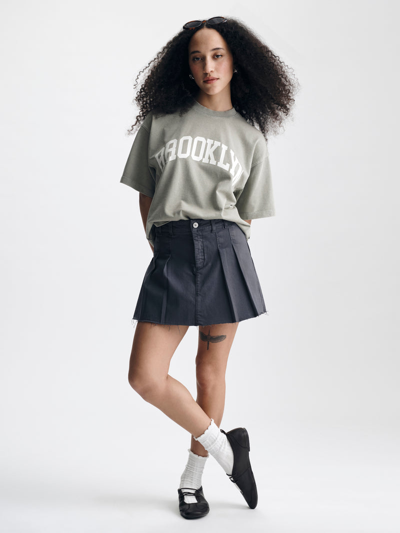 Women's Pleated Skort in Anthracite Colored Twill - BROOKLYN INDUSTRIES