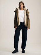 Women's Hooded Puffer Jacket in Dusky Green - BROOKLYN INDUSTRIES