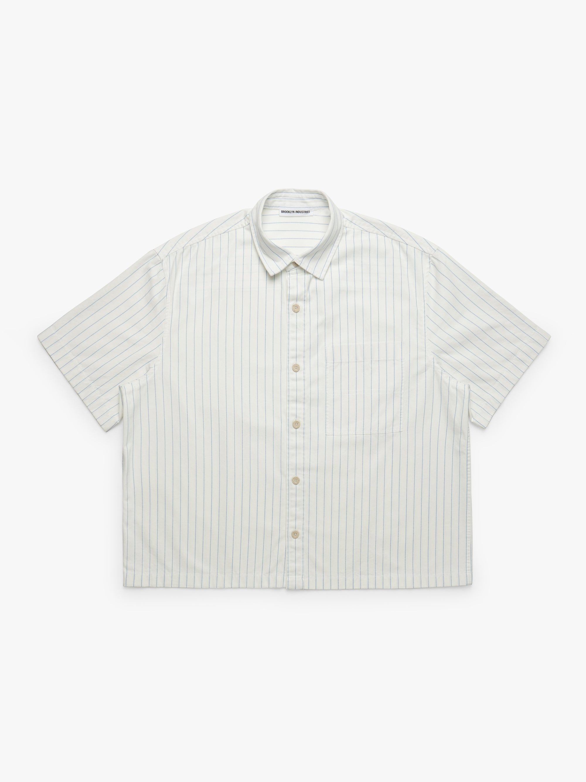 Men's Brooklyn Striped Short Sleeve Shirt In Bel Air Blue - BROOKLYN INDUSTRIES