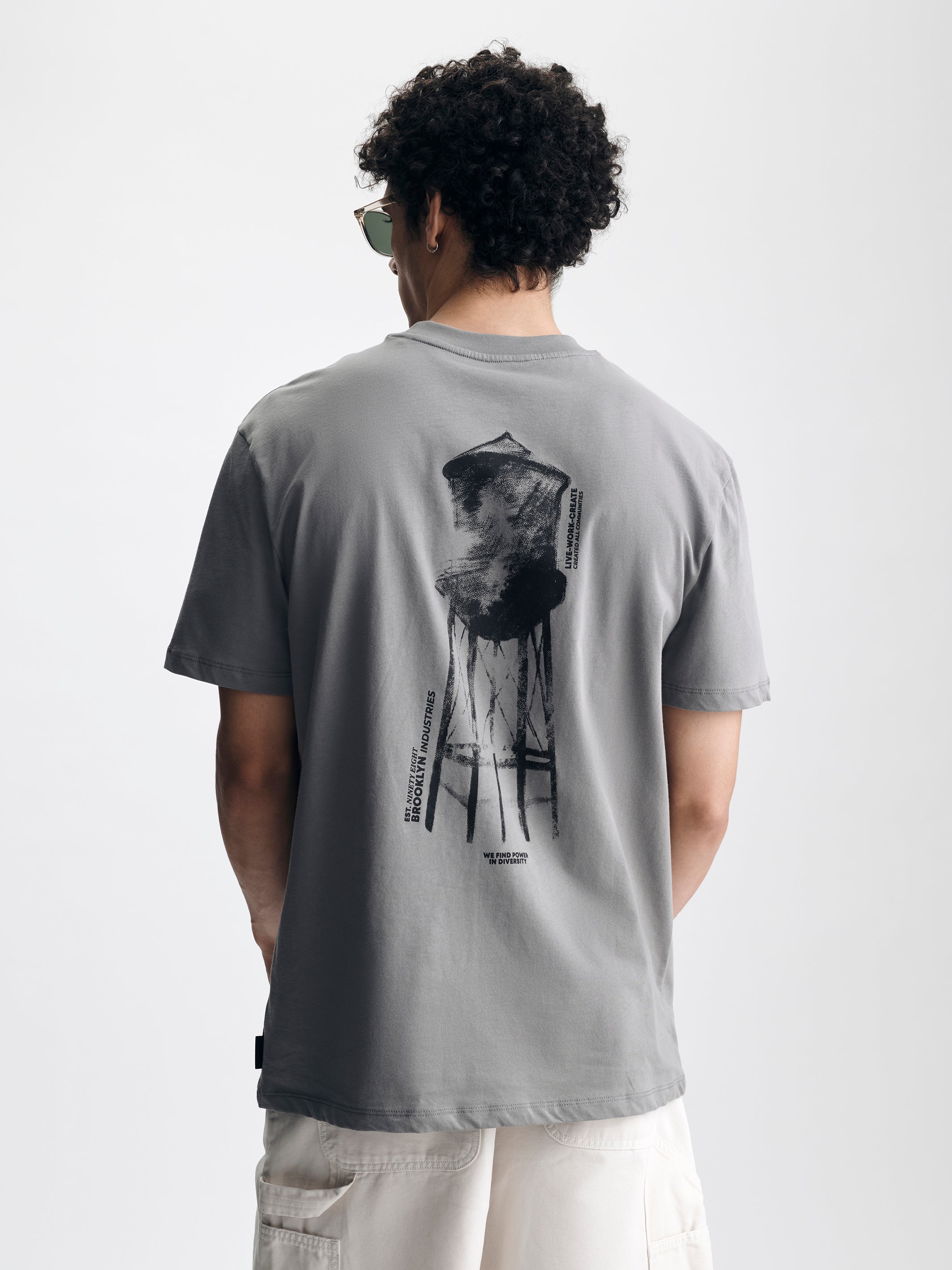 Men's Water Tower T-Shirt in Silent Storm - BROOKLYN INDUSTRIES