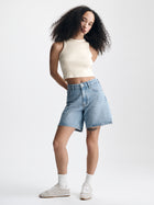 Women's Ribbed Cropped Tank Top in Transparent Yellow - BROOKLYN INDUSTRIES