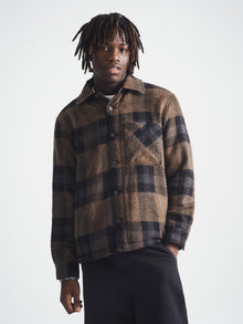 Men's Plaid Shacket in Black Check