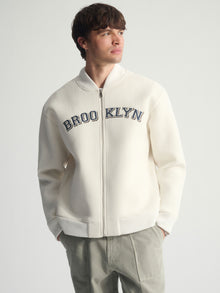 Men's Brooklyn Zip-Up Sweatshirt In Antique White - BROOKLYN INDUSTRIES
