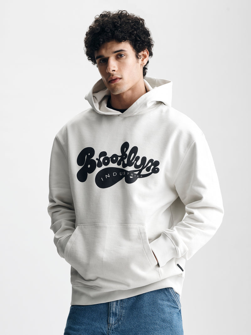 Men's Brooklyn Industries Hoodie in White Onyx - BROOKLYN INDUSTRIES