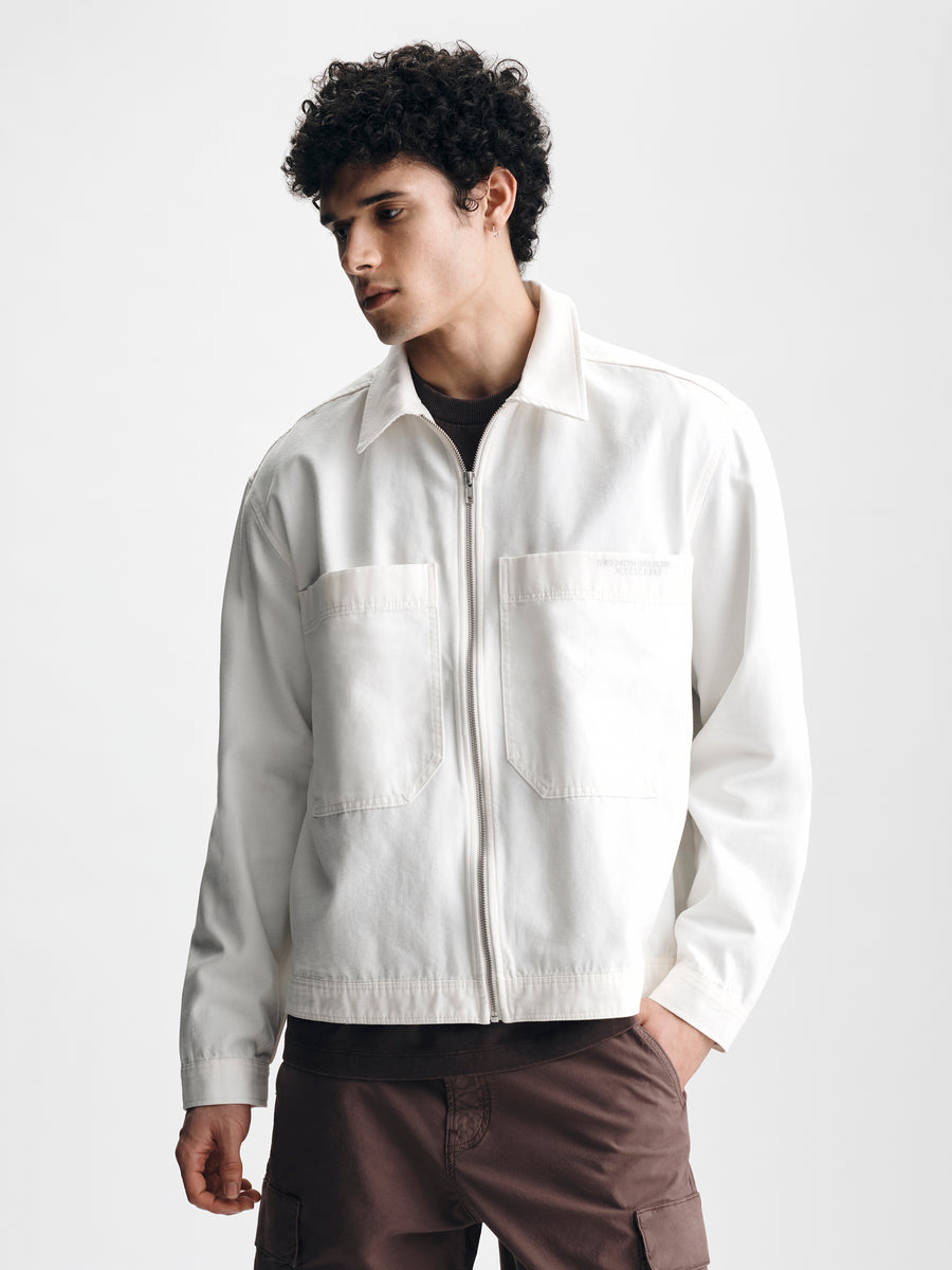 Men's Oversized Utility Overshirt in Antique White - BROOKLYN INDUSTRIES