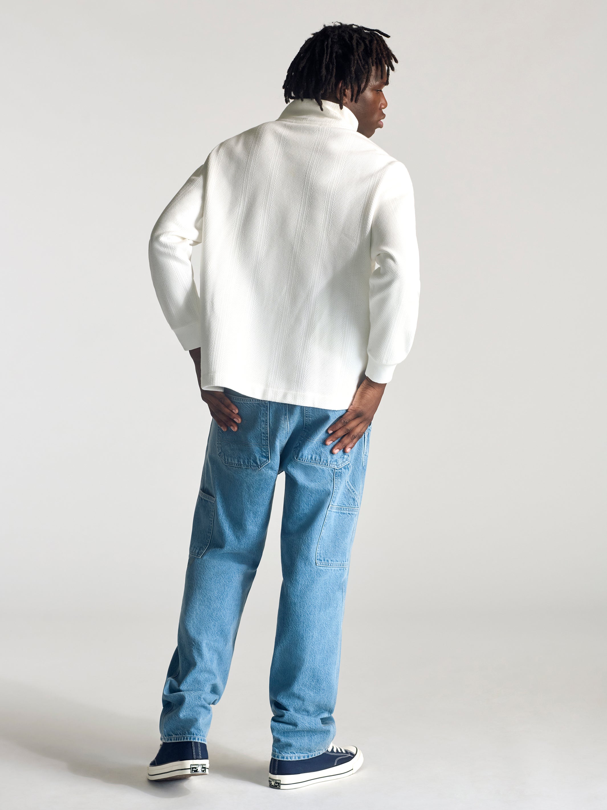 Men's Half Zip Sweatshirt In Antique White | Brooklyn Industries