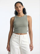 Women's Ribbed Cropped Tank Top in Shadow - BROOKLYN INDUSTRIES