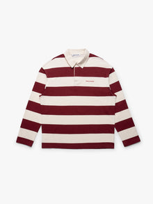 Men's Brooklyn Long Sleeve Striped Rugby T-Shirt in Biking Red Striped