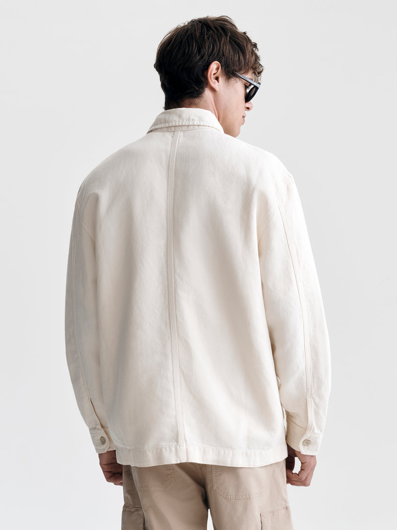 Men's Linen Utility Overshirt in Sandshell - BROOKLYN INDUSTRIES