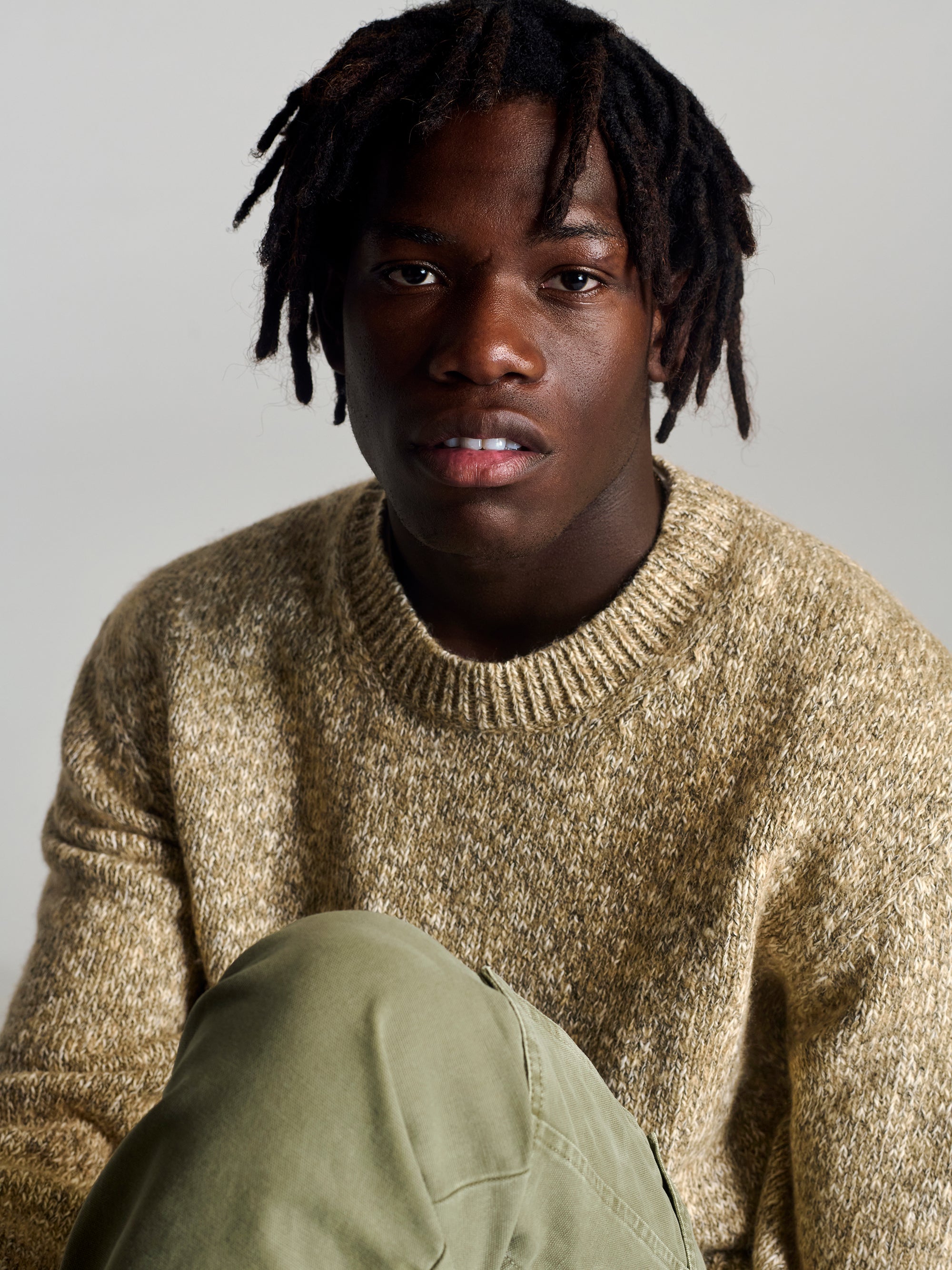 Men's Crew Neck Sweater In Oatmeal Melange - BROOKLYN INDUSTRIES