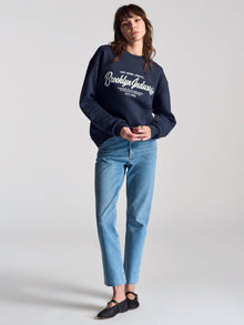 Women's BKI 1998 Crew Neck Sweatshirt In Total Eclipse - BROOKLYN INDUSTRIES