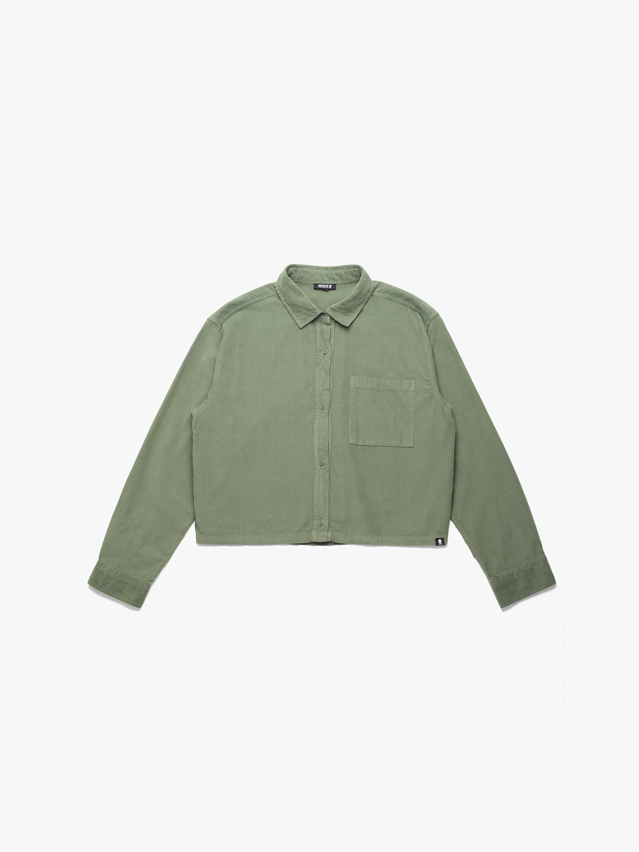 Women's Graham Corduroy Cropped Shirt in Moss - BROOKLYN INDUSTRIES