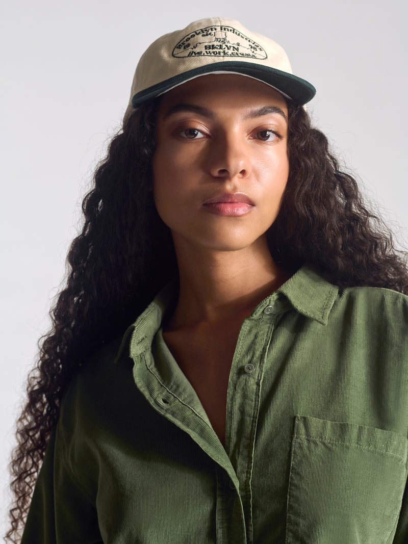 Women's Graham Corduroy Cropped Shirt in Moss - BROOKLYN INDUSTRIES