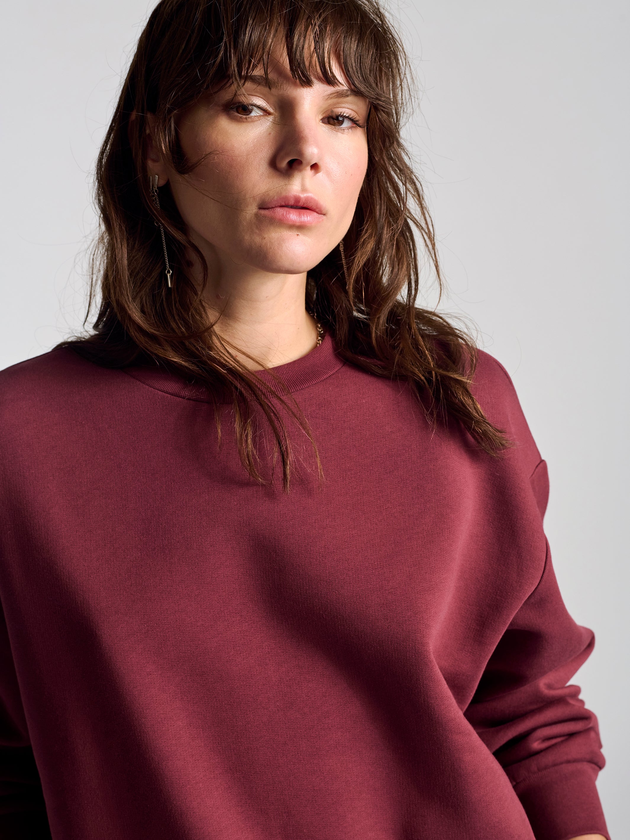 Women's Hoyt Crew Neck Sweatshirt In Brick - BROOKLYN INDUSTRIES