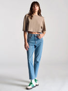 Women's York Oversized Cropped Tee In Sand - BROOKLYN INDUSTRIES