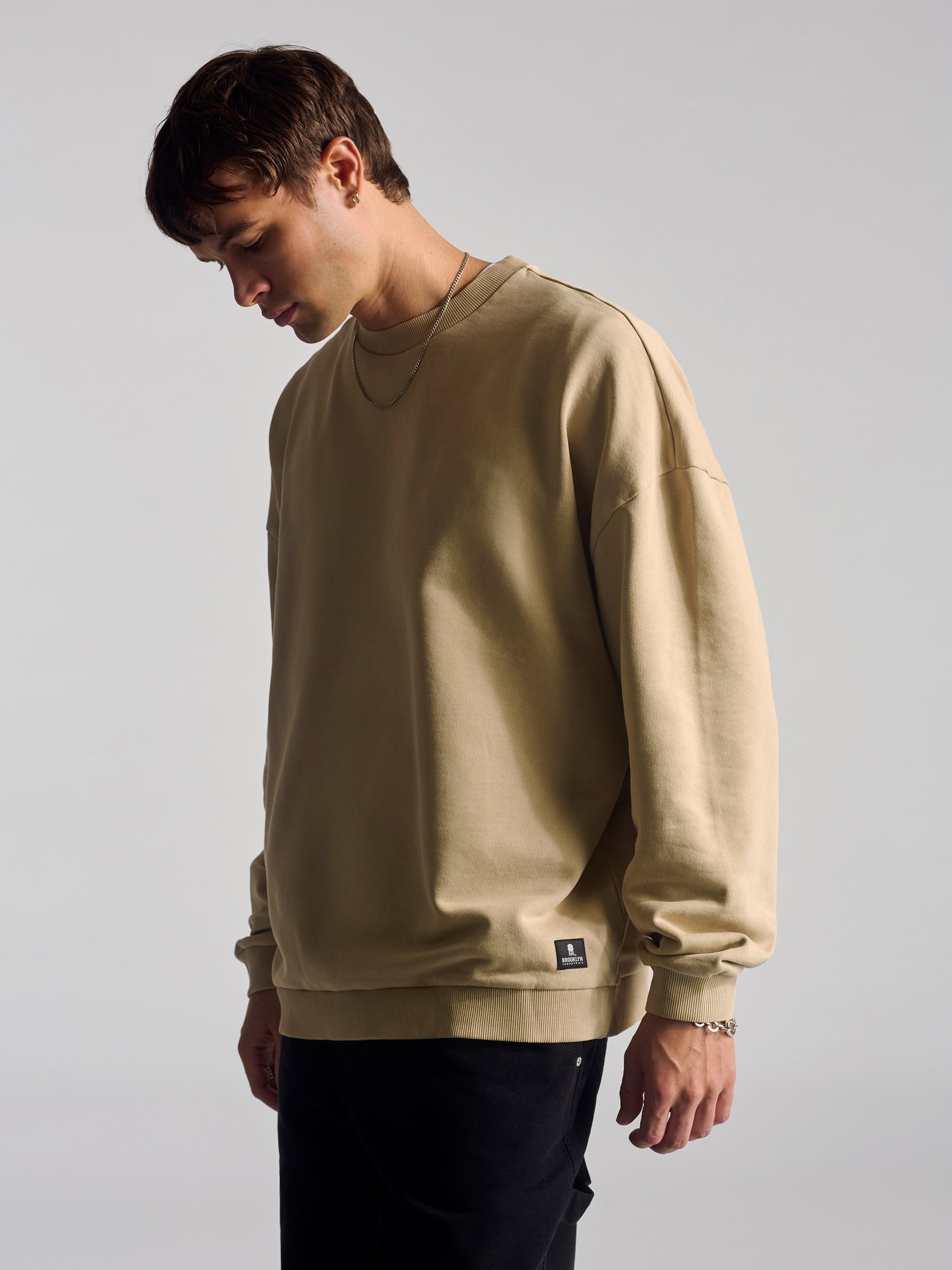 Men's Crew Neck Sweatshirt In Pure Cashmere - BROOKLYN INDUSTRIES