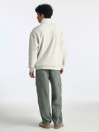 Men's Brooklyn Half Zip Sweatshirt in White Onyx - BROOKLYN INDUSTRIES