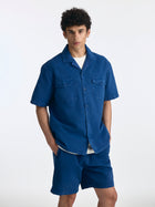 Men's Short Sleeve Shirt in Navy Peony - BROOKLYN INDUSTRIES
