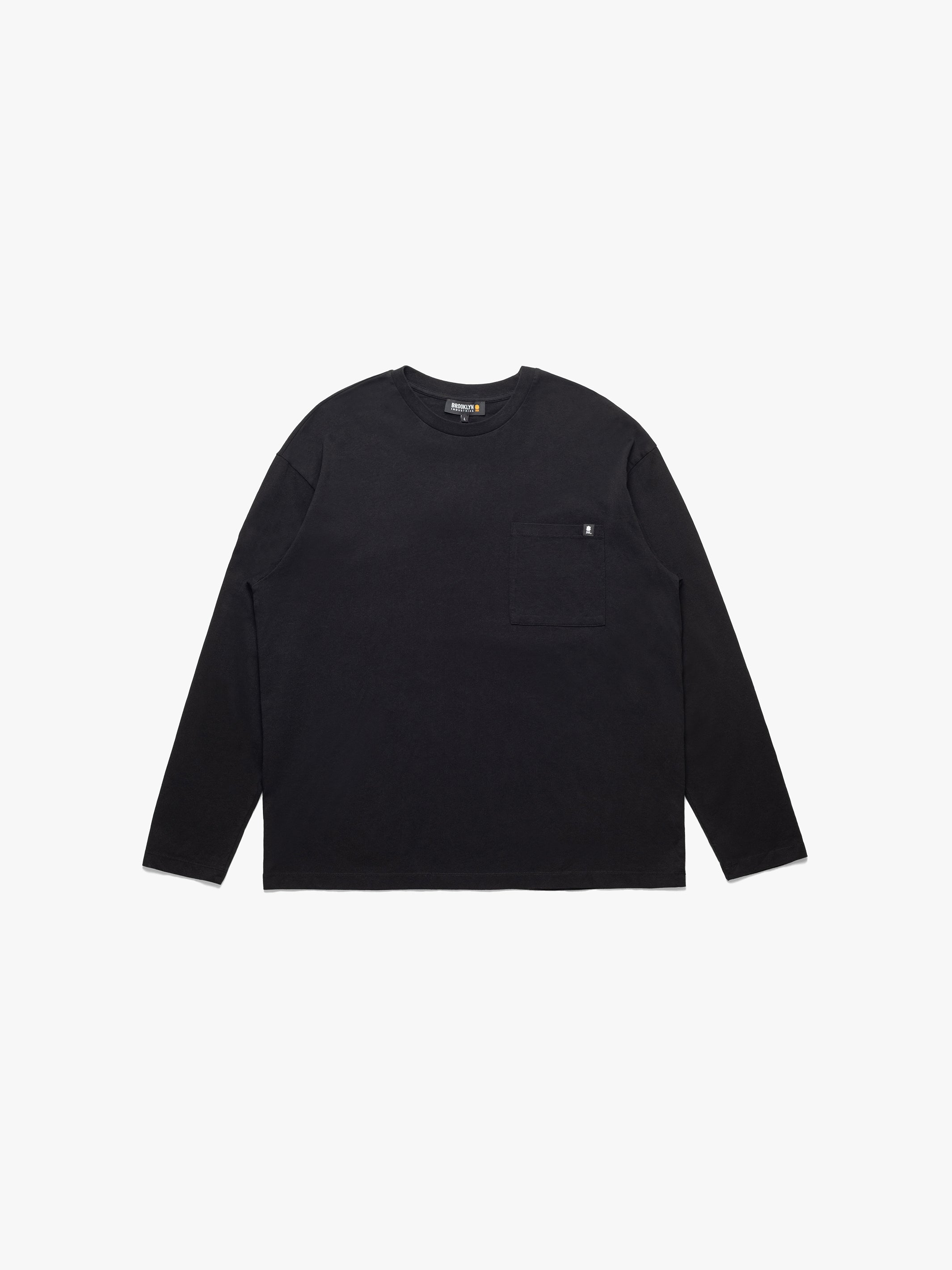 Men's Long Sleeve Pocket T-Shirt In Black - BROOKLYN INDUSTRIES