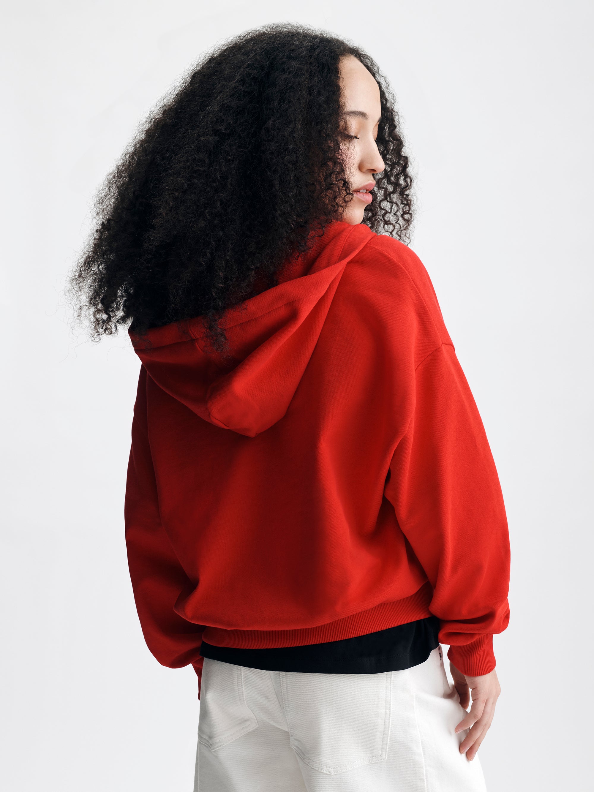 Women's Brooklyn Half Zip Hoodie in Goji Berry - BROOKLYN INDUSTRIES