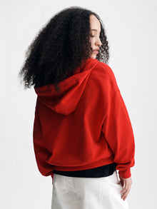 Women's Brooklyn Half Zip Hoodie in Goji Berry - BROOKLYN INDUSTRIES
