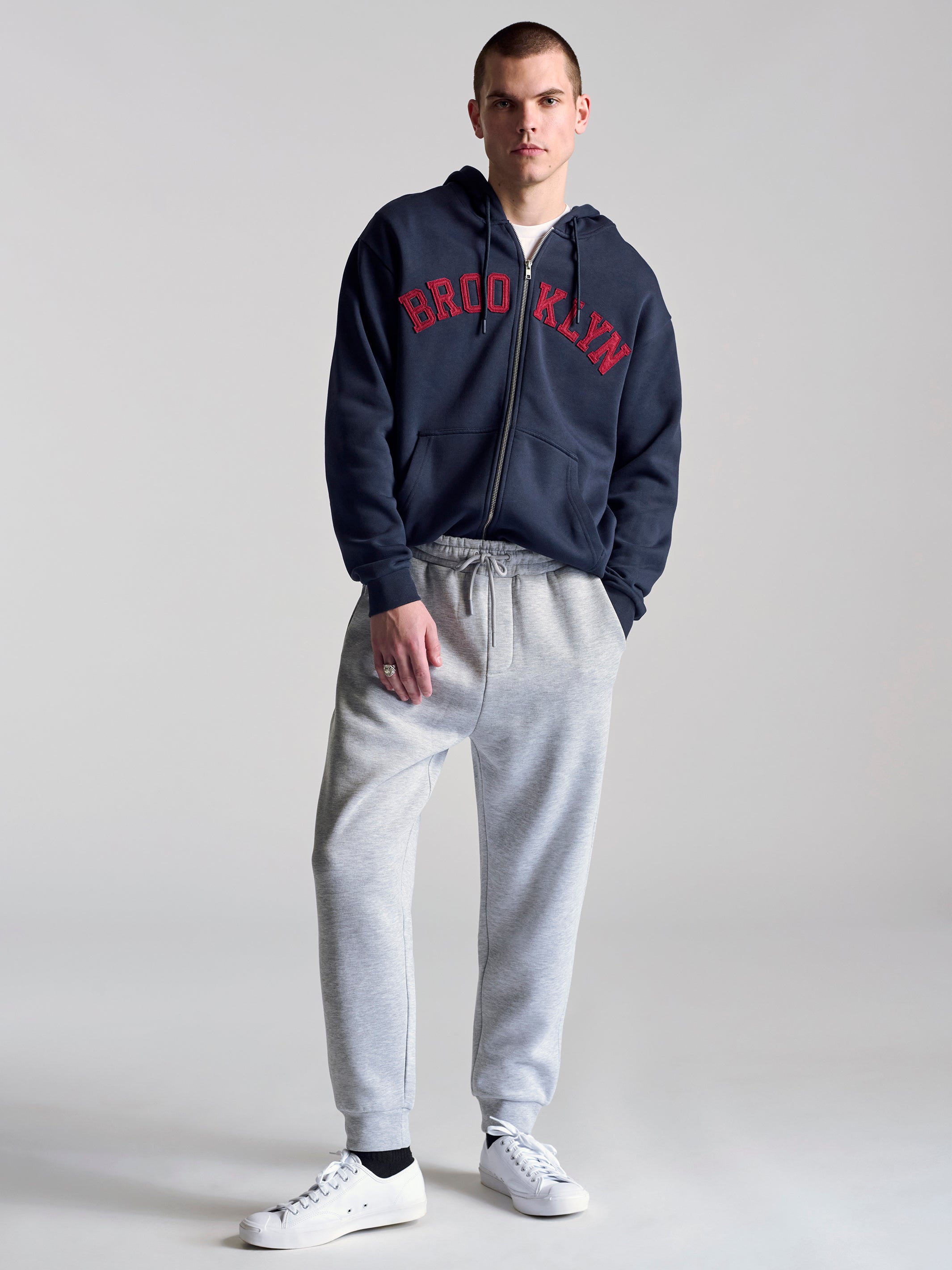 Men's Sweatpants In Grey Melange - BROOKLYN INDUSTRIES