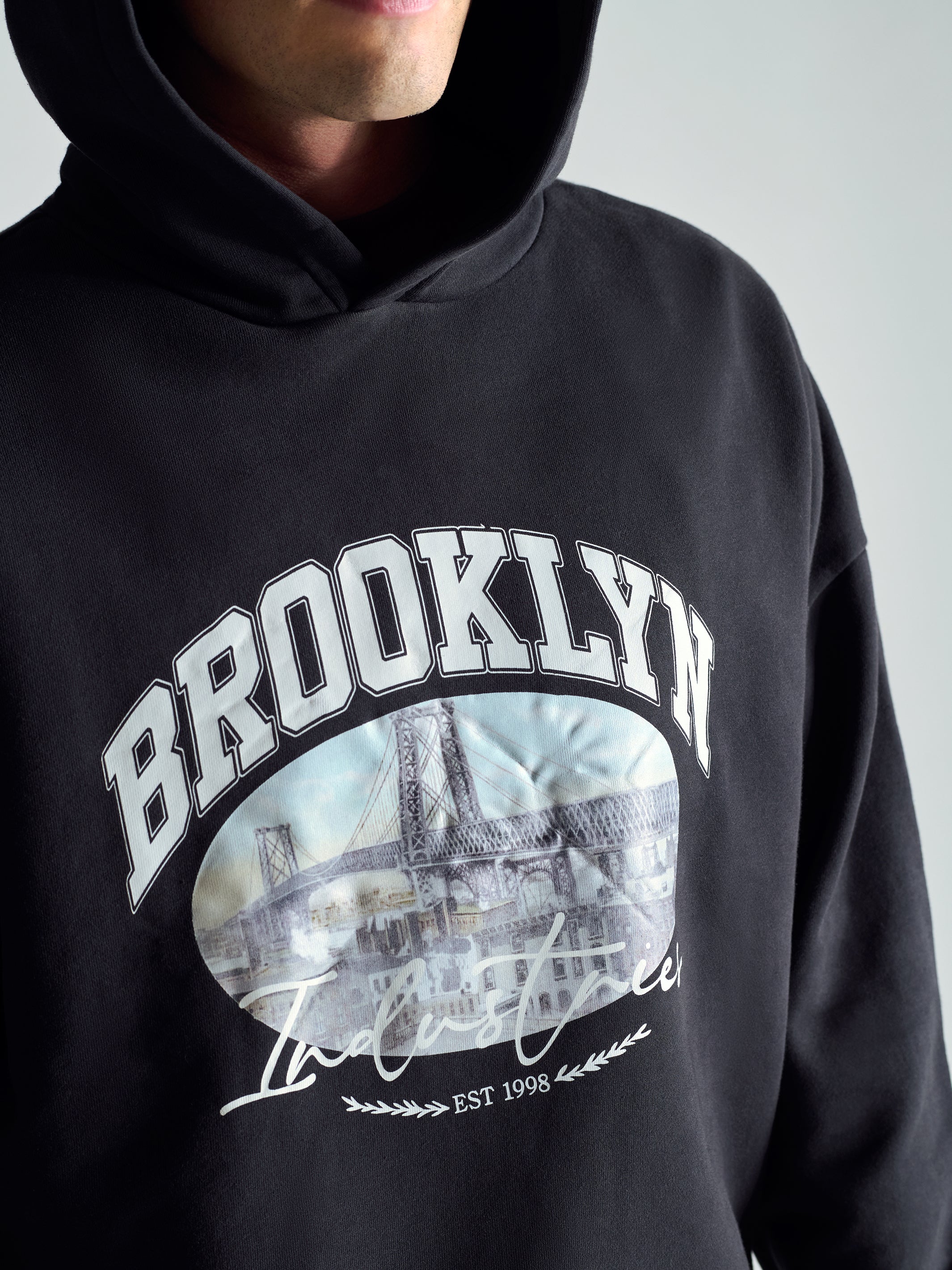 Men's Brooklyn Vintage Hooded Sweatshirt In Black - BROOKLYN INDUSTRIES