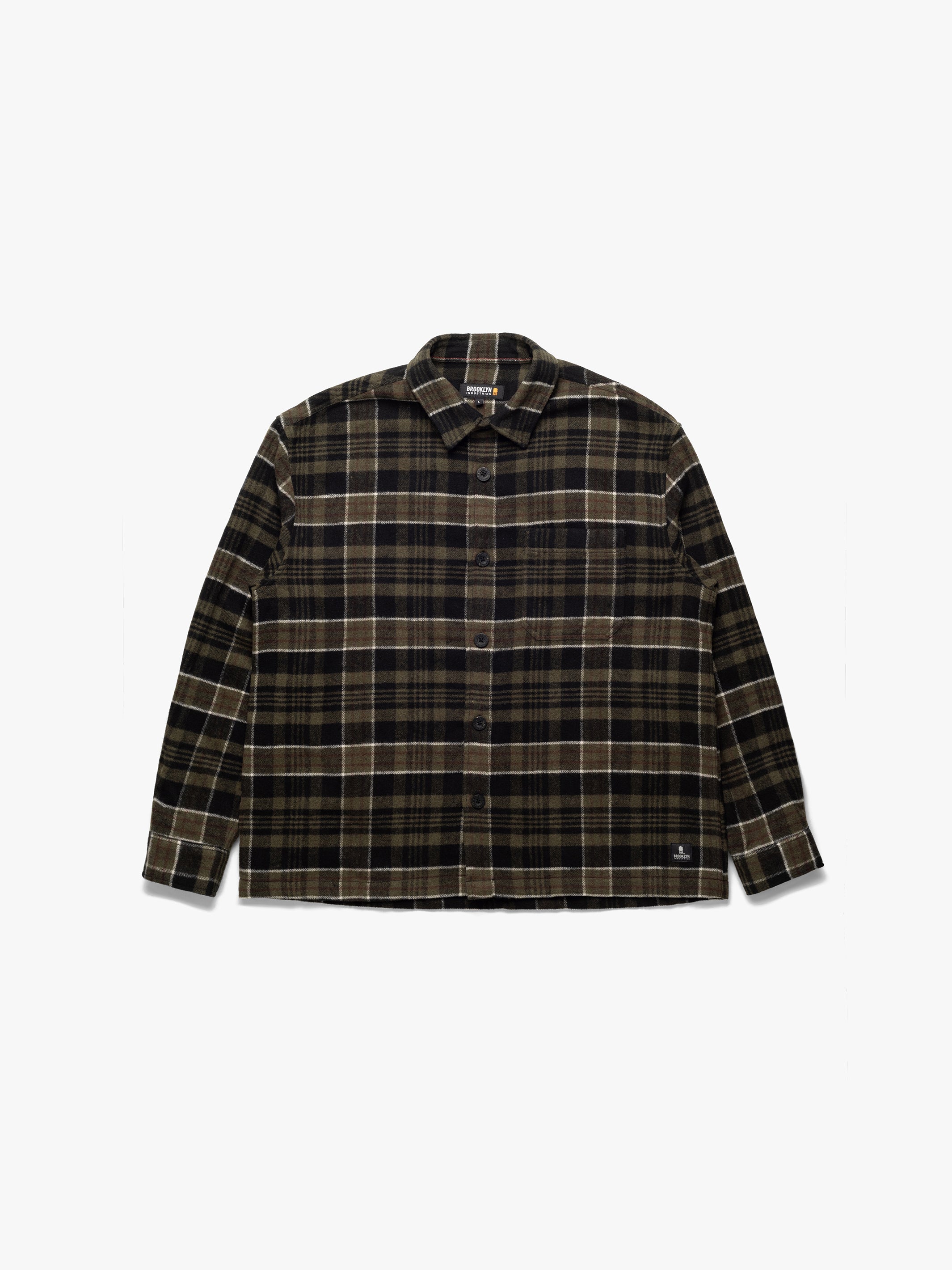 Men's Overshirt In Kombu Green Check - BROOKLYN INDUSTRIES