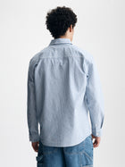 Men's Long Sleeve Striped Shirt in Blue Striped - BROOKLYN INDUSTRIES