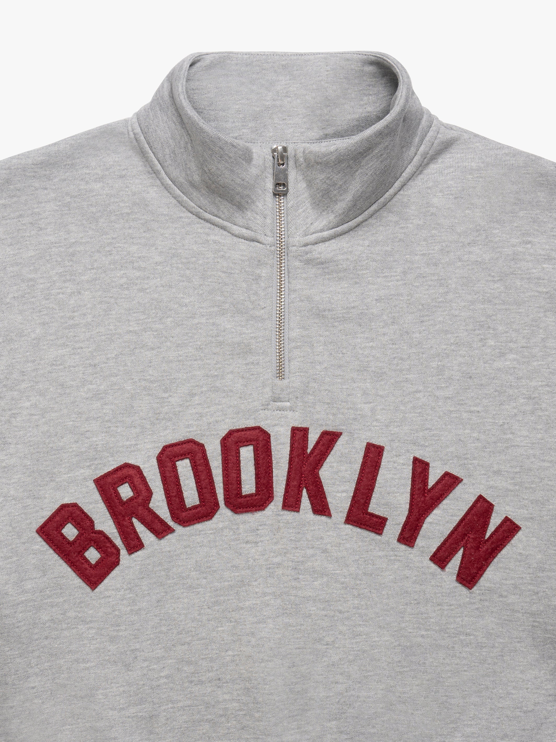 Women's Brooklyn Half Zip Sweatshirt in Mid Grey Melange - BROOKLYN INDUSTRIES