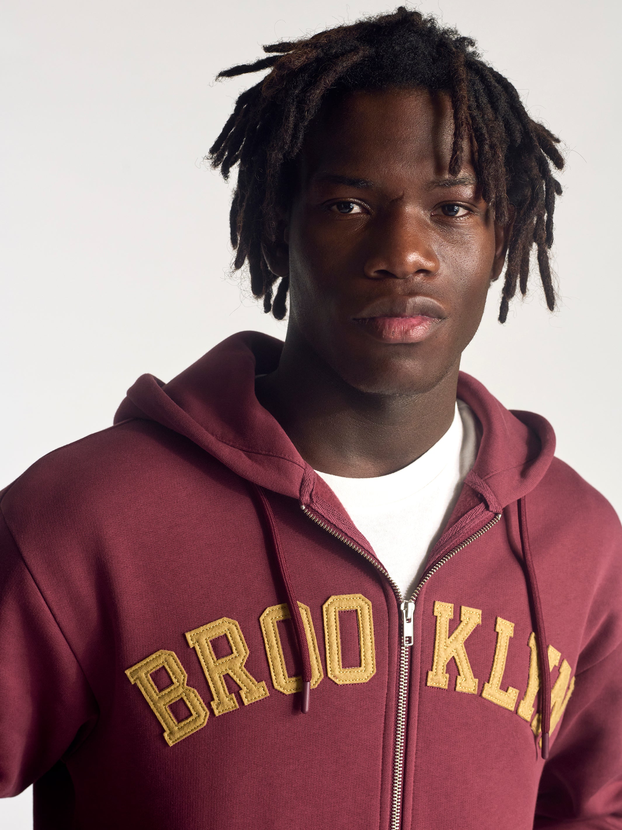 Men's Campus Zip Up Sweatshirt In Brick - BROOKLYN INDUSTRIES