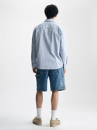 Men's Long Sleeve Striped Shirt in Blue Striped - BROOKLYN INDUSTRIES